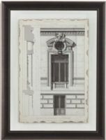 Bassett Mirror 9900-267BEC Model 9900-267B Belgian Luxe Motifs Historiques II Artwork, Architectural drawings are beautifully matted and framed in black, Dimensions 24" x 32", Weight 13 pounds, UPC 036155308050 (9900267BEC 9900 267BEC 9900-267B-EC 9900267B)   