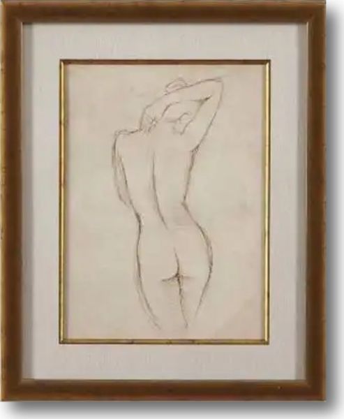 Bassett Mirror 9900-288AEC Model 9900-288A Hollywood Glam Antique Figure Study I Artwork, Soft Lines And Are Framed In Gold Leaf, Dimensions 22