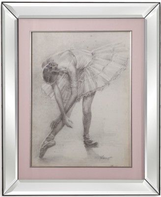 Bassett Mirror 9900-289BEC Model 9900-289B Hollywood Glam Antique Ballerina Study II Artwork, Soft charcoal renderings make these two lithe ballerinas remarkable, Matted in pink with beautiful beveled mirror frames, Dimensions 23
