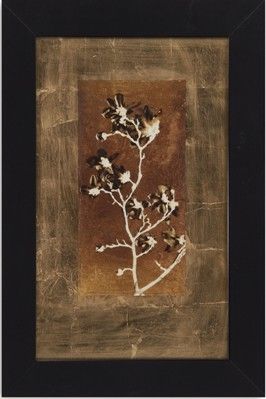 Bassett Mirror 9900-290BEC Model 9900-290B Thoroughly Modern Gold Leaf Branches II Artwork; Depicted with an Asian flair, the branch in print really stand out; Dimensions 25