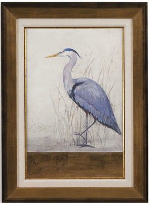Bassett Mirror 9900-292BEC Model 9900-292B Pan Pacific Keeping Watch II Artwork; Attentive and silent, these crane have been captured for you in this pair of delicate prints; Dimensions 34