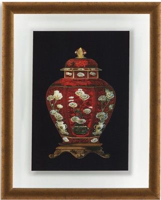 Bassett Mirror 9900-298AEC Model 9900-298A Old World Red Porcelain Vase I Artwork, Red urn in lustrous wood mirror frames will make an attractive display, Dimensions 21