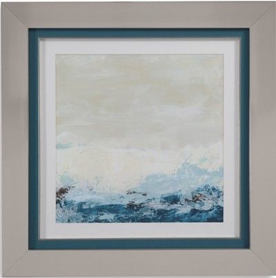 Bassett Mirror 9900-331BEC Model 9900-331B Pan Pacific Coastal Currents II Artwork, Waves roll dramatically in this abstract print, Mounted in a brushed nickel frame, Dimensions 29