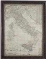 Bassett Mirror 9900-346EC Model 9900-346 Belgian Luxe Antique Map of Italy Artwork, Done in sepia tones with an Old World style and framed in lustrous wood with a gold accent, Dimensions 52" x 67", Weight 53 pounds, UPC 036155309330 (9900346EC 9900 346EC 9900-346-EC 9900346)   