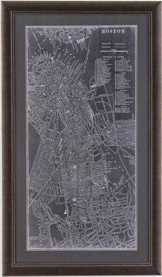 Bassett Mirror 9900-487BEC Model 9900-487B Belgian Luxe Graphic Map of Boston Artwork, Dimensions 26