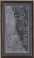 Bassett Mirror 9900-487CEC Model 9900-487C Belgian Luxe Graphic Map of Chicago Artwork, Dimensions 26" x 44", Weight 13 pounds, UPC 036155326528 (9900487CEC 9900 487CEC 9900-487C-EC 9900487C)   