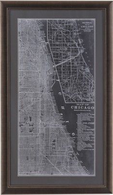 Bassett Mirror 9900-487CEC Model 9900-487C Belgian Luxe Graphic Map of Chicago Artwork, Dimensions 26
