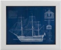Bassett Mirror 9900-529BEC Model 9900-529B Pan Pacific Antique Ship Blueprint IV Artwork, Dimensions 28" x 34", Weight 10 pounds, UPC 036155326986 (9900529BEC 9900 529BEC 9900-529B-EC 9900529B)   
