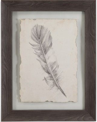 Bassett Mirror 9900-599AEC Model 9900-599A Belgian Luxe Feather Sketch I Artwork, Dimensions 23