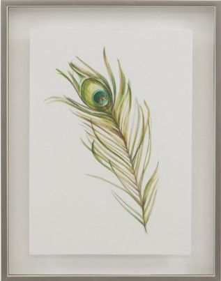 Bassett Mirror 9900-853AEC Model 9900-853A Thoroughly Modern Watercolor Peacock Feather I Artwork, Dimensions 21