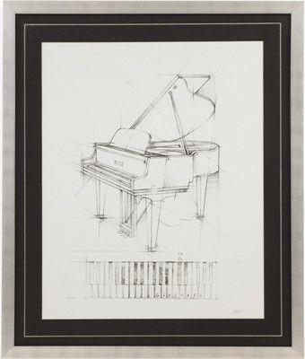 Bassett Mirror 9900-862EC Model 9900-862 Thoroughly Modern Piano Sketch Artwork, Dimensions 44