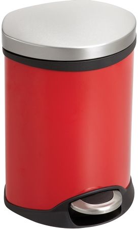 Safco 9900RD Step-On Medical, Red; 1.5 Gallon Capacity; Has a unique shape allowing it to fit into room corners to help save on valuable space and is fingerprint proof, ensuring it will always look its best; Rigid plastic liner with built-in bag retainer and the lid closes slowly to prevent slamming of the lid and for a more quiet close; Dimensions 9 1/2