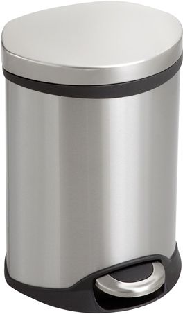 Safco 9900SS Step-On Medical, Stainless Steel; 1.5 Gallon Capacity; Has a unique shape allowing it to fit into room corners to help save on valuable space and is fingerprint proof, ensuring it will always look its best; Rigid plastic liner with built-in bag retainer and the lid closes slowly to prevent slamming of the lid and for a more quiet close; Dimensions 9 1/2