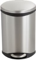 Safco 9901SS Step-On Medical, Stainless Steel; 3 Gallon Capacity; Has a unique shape allowing it to fit into room corners to help save on valuable space and is fingerprint proof, ensuring it will always look its best; Rigid plastic liner with built-in bag retainer and the lid closes slowly to prevent slamming of the lid and for a more quiet close; Dimensions 12"w x 8 1/2"d x 17"h  (9901-SS 9901 SS 9901S) 