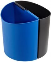Safco 9927BB Small Deskside Recycling Receptacle, Black and Blue; Easily latch two of these recycling receptacles together for two separate recycling compartments, or one for recycling and one for waste; Use individually for waste or recycling too; Dimensions 13"w x 8"d x 13 1/2"h (9927-BB 9927 BB 9927B) 