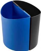 Safco 9928BB Large Deskside Recycling Receptacle, Black and Blue; Easily latch two of these recycling receptacles together for two separate recycling compartments, or one for recycling and one for waste; Use individually for waste or recycling too; Dimensions 17 1/2"w x 9 1/2"d x 16 1/2"h (9928-BB 9928 BB 9928B) 