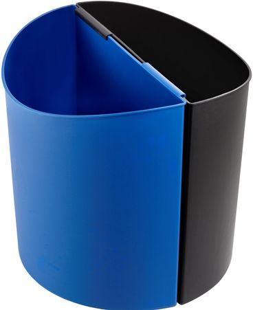 Safco 9928BB Large Deskside Recycling Receptacle, Black and Blue; Easily latch two of these recycling receptacles together for two separate recycling compartments, or one for recycling and one for waste; Use individually for waste or recycling too; Dimensions 17 1/2