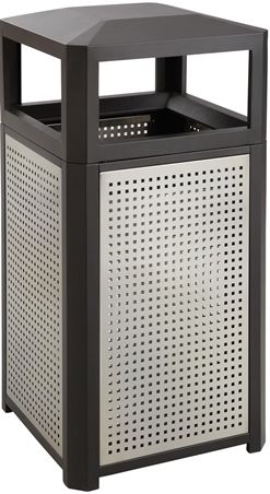 Safco 9932BL Evos Steel Receptacle, Black; 15 gallons Volume Capacity; Made of durable steel frames with perforated steel panels; Durable for the outdoors and subtle enough for any large capacity indoor needs; Dimensions 16