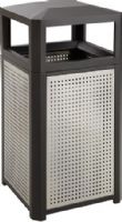 Safco 9934BL Evos Series Steel Receptacle, Black; 38 gallons Volume Capacity; Made of durable steel frames with perforated steel panels; Durable for the outdoors and subtle enough for any large capacity indoor needs; Dimensions 21"w x 21"d x 41"h (9934-BL 9934 BL 9934B) 