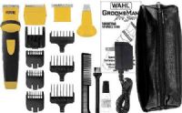 Wahl 9953-1301 GroomsMan Pro Sport Rechargeable Trimmer; Heady-duty performance with a high-impact body; Interchangeable heads (Detail head, detail shaver, trimmer head, multi-positional trimmer and T-blade head); Trimmer Guide Combs (Stubble Guide, Medium Guide, Full Guide, 3/16" Guide, 5/16" Guide, T-Blade 1/8" Guide and 6 Position Length Guide); UPC 043917995366 (99531301 9953 1301 995-31301 99531-301) 