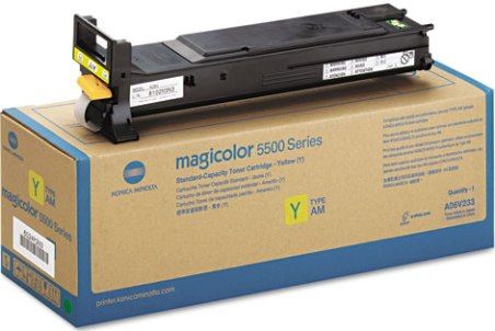 Konica Minolta A06V233 High-Capacity Yellow Toner Cartridge, For use with Magicolor 5550, 5570, 5650EN & 5670EN Printer Series, 12000 pages yield with 5% coverage, New Genuine Original OEM Konica Minolta Brand, UPC 039281044458 (A06-V233 A06 V233 QMS)
