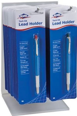 Alvin A133D Tech DA Lead Holder Display, Includes: (1) RACK53 Acrylic Peg Hook Counter Display and (24) Tech DA Lead Holders, Harmonized Code 9608404000, Shipping Dimensions 14.00 x 8.50 x 4.00 inches, Shipping Weight 0.80 lb., UPC 088354295112 (A-133D A133-D A1-33D A13-3D A133D)