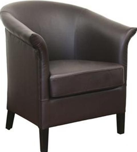 Wholesale Interiors A-139-206-CHAIR Delilah Brown Leather Contemporary Club Chair, Dark brown bycast leather, Kiln-dried hardwood frame, High density polyurethane foam cushioning, Seat cushion is removable, Black wood legs with non-marking feet, 18