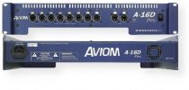 Aviom A-16D PRO A-Net Distributor, One EtherCon RJ45 connector A-Net input, 8 EtherCon RJ45 connectors powered A-Net outputs, A-Net Thru for system expansion (unpowered A-Net output), Isolated DC power supplies for eight A-Net Personal Mixers via the Cat-5e cable, EtherCon connections throughout (A16DPRO A-16DPRO A-16D-PRO A16D-PRO) 
