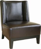 Wholesale Interiors A-179-001-BRN Cloten Leather Armless Accent Chair in Dark Brown, Upholstered in dark brown bicast leather, Frame constructed in solid wood, Inner rubber webbing system for added seat sup, Leg constructed in solid rubber wood with veneer finish, UPC 878445001155 (A179001Brown A-179-001-Brown A 179 001 Brown A179001 A-179-001 A 179 001 A179001BRN A-179-001-BRN A 179 001 BRN) 