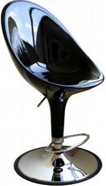 Wholesale Interiors A190-BLACK Curio High-back Adjustable Swivel Barstool in Black, 19