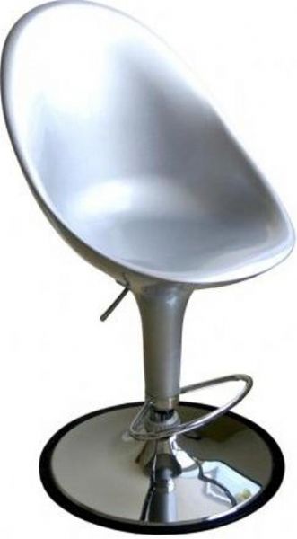 Wholesale Interiors A190-SILVER Curio High-back Adjustable Swivel Barstool in Silver, 19