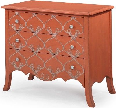 Bassett Mirror A2127EC Model A2127 Pan Pacific L'Orangerie Hall Chest, Tangerine Finish, Dimensions 36