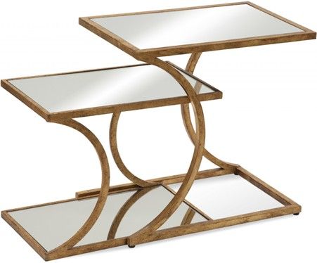Bassett Mirror A2221EC Model A2221 Thoroughly Modern Clement Nesting Side Table, Heres a piece thats a stunning reflection of your style, Gold leaf frame and a mirrored top and base, Breathtaking curves make it perfect for your living room or den, Dimensions 20