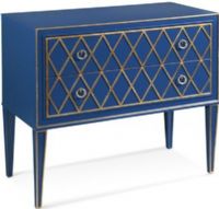 Bassett Mirror A2285EC Model A2285 Hollywood Glam Selby 2 Drawer Hall Chest, Blue & Gold Finish, Dimensions 37" x 18" x 34", Weight 84 pounds, UPC 036155329239 (A2285-EC A22-85EC A2-285EC) 