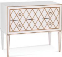 Bassett Mirror A2286EC Model A2286 Hollywood Glam Kristie 2 Drawer Hall Chest, White & Gold Leaf Finish, Dimensions 37" x 18" x 34", Weight 84 pounds, UPC 036155324999 (A2286-EC A22-86EC A2-286EC) 