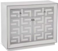 Bassett Mirror A2330EC Model A2330 Loria Hospitality Cabinet, Silver Leaf/White Finish, Double doors and 2 drawers with square knobs, Dimensions 40"W x 15"D x 34"H, Weight 123 pounds, UPC 036155337302 (A2330-EC A23-30EC A2-330EC) 