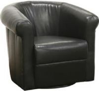 Wholesale Interiors A-282-BLACK Julian Faux Leather Club Chair with 360 Degree Swivel, Black brown faux leather, Plywood and MDP frame, Polyurethane foam cushioning, Steel base with non-marking feet, 360 degree swivel, Fully assembled, 16" Seat Height, 22" Seat Depth, 18" Seat Width, 26" Arm Height, UPC 878445009946 (A282BLACK A 282 BLACK A-282-BLACK A282 A-282 A 282) 