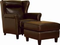 Wholesale Interiors A-393-CHAIR-OTTOMAN Leather Club Chair and Ottoman Set in Dark Brown, Thick padding on headrest and seat cushion provides exceptional comfort, Solid wood frame construction ensures years of dependable use, Black hardwood legs provide remarkable stability, PU leather sides and back, Stylish addition to your home or office decor, 33"W x 33"D x 38"H Chair, 18" Seat Height, 22" Seat Depth, 22" Seat Width, UPC 878445006136 (A393CHAIROTTOMAN A-393-CHAIR-OTTOMAN A 393 CHAIR OTTOMAN  