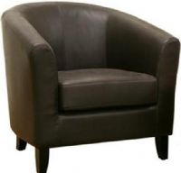 Wholesale Interiors A-52-206 Frederick Dark Brown Leather Club Chair, High-density polyurethane foam cushioning provides ultimate comfort, Curved back gives the club chair a classic and timeless look, Durable wood construction will hold up for years, Sturdy wooden legs in black lacquer finish provide remarkable stability, 17" Seat Height, 19" Seat Depth, 20" Seat Width, 25" Arm Height, UPC 878445009434 (A52206 A-52-206 A 52 206) 