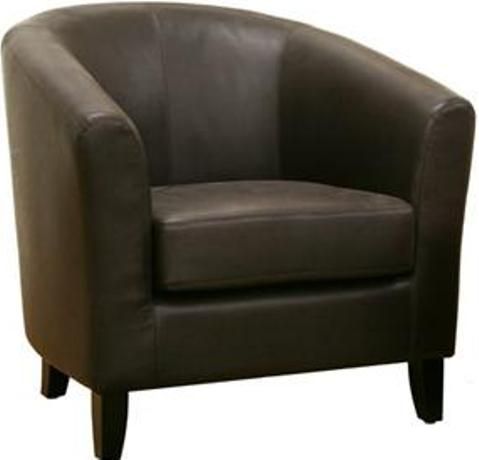 Wholesale Interiors A-52-206 Frederick Dark Brown Leather Club Chair, High-density polyurethane foam cushioning provides ultimate comfort, Curved back gives the club chair a classic and timeless look, Durable wood construction will hold up for years, Sturdy wooden legs in black lacquer finish provide remarkable stability, 17