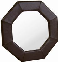 Wholesale Interiors A-58-001 Mirror Edgar Octagon Leather Frame Mirror in Dark Brown, Full leather with durable polyurethane coated, Simple and elegant design, UPC 878445002923 (A58001Mirror A-58-001-Mirror A 58 001 Mirror) 
