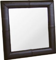 Wholesale Interiors A-60-001 Mirror Edmund Square Leather Frame Mirror in Dark Brown, Dark brown finish, Full leather with durable polyurethane coated, Simple and elegant design, UPC 878445002930 (A60001Mirror A-60-001-Mirror A 60 001 A60001) 