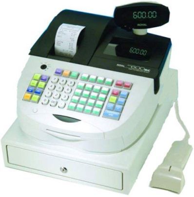 Royal Alpha A600SC Remanufactured Cash Register with Bar Code Scanner, 99 departments for sales analysis by category of merchandise, 1000 price look-ups for fast, accurate entry of an item, 26 clerk ID system program 24 character clerk name (A-600SC A 600SC A600S A600)