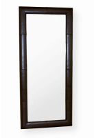 Wholesale Interiors A-61-1-001 Floor Mirror with Dark Brown Leather Frame, 22W x 62H in. Mirror Dimensions, Upholstered in dark brown leather, Frame constructed in lightly padded hardwood, Stylish sophisticated modern contemporary design, UPC 878445001094 (A611001 A-61-1-001 A 61 1 001) 