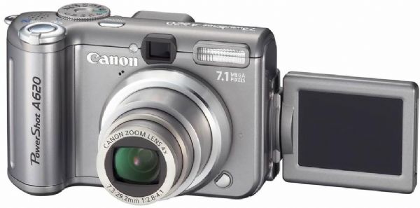 Canon A620 Digital Camera, Resolution 7.4 Megapixel, Optical Zoom 4x, Camera Type Standard Point and Shoot, Image Resolutions: 640 x 480; 2592 x 1944; 2048 x 1536; 1600 x 1200; 3072 x 2304, LCD Panel Size: 4 in., LCD Screen Resolution: 115,000 pixels (A 620 A-620)