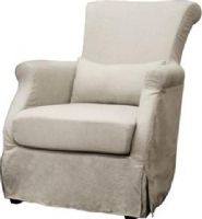 Wholesale Interiors A-620-CW-018 Carradine Beige Linen Slipcover Modern Club Chair, Fabric consists of 80 percent rayon and 20 percent linen, Polyurethane foam cushioning provides ultimate comfort, Removable slipcover makes for easy cleaning, Black wood legs with non-marking feet provide stability and help protect flooring, Includes a small pillow with removable fabric cover, 17" Seat Height, 23" Seat Depth, 20.5" Seat Width, 24.75" Arm Height, UPC 847321000056 (A620CW018 A-620-CW-018 A 620 CW 0 