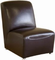 Wholesale Interiors A-71-001-DK-BRN Escalus Leather Armless Accent Chair in Dark Brown, Leather armless club chair in full leather upholstery, Constructed with a sturdy hardwood frame, Rubber lattice inner support system, High density foam, 20.4" Seat Depth, 15" Seat Height, UPC 878445000424 (A71001DKBROWN A-71-001-DK Brown A 71 001 DK Brown A71001 A-71-001 A 71 001 A71001DKBRN A-71-001-DK-BRN A 71 001 DK BRN) 
