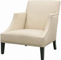 Wholesale Interiors A-731-C-232 Club Chair Cream Fabric, Contemporary accent chair, Cream linen fabric upholstery, High density polyurethane foam cushioning, Kiln-dried solid wood frame, Black wooden legs with non-marking feet, Silver nail head tacks, High armrests, 16.5" Seat height, UPC 847321002777 (A731C232 A-731-C-232 A 731 C 232) 
