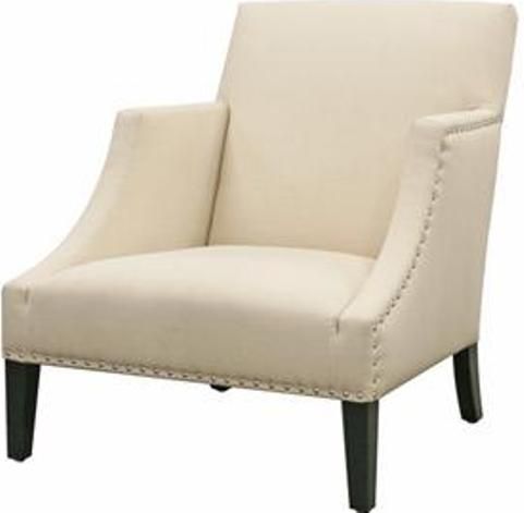 Wholesale Interiors A-731-C-232 Club Chair Cream Fabric, Contemporary accent chair, Cream linen fabric upholstery, High density polyurethane foam cushioning, Kiln-dried solid wood frame, Black wooden legs with non-marking feet, Silver nail head tacks, High armrests, 16.5