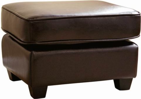 Wholesale Interiors A-75-001-ottoman Baxton Studio Dark Brown Full Leather Ottoman, Square shape ottoman, Genuine Brown bicast leather, Outer edge piping, High density foam padded cushion, Dark wooden legs, UPC 878445000820 (A75001OTTOMAN A-75-001-OTTOMAN A 75 001 OTTOMAN)